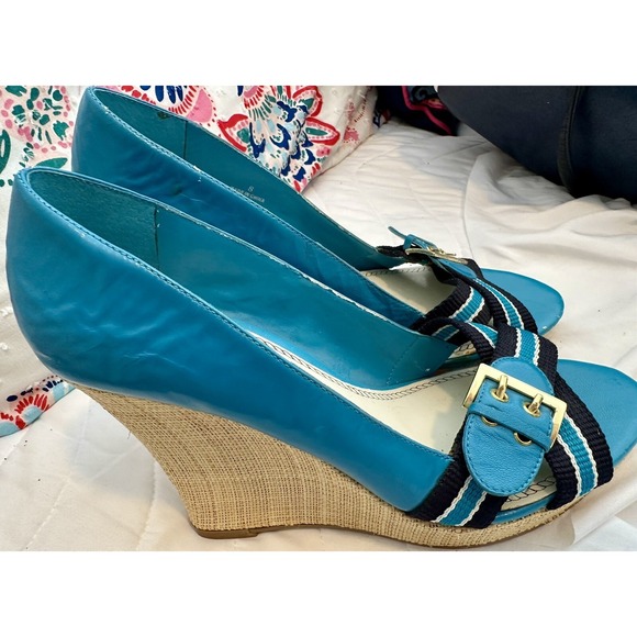 Women's Charles David Turquoise Wedge Heels Size 8‎ - Picture 5 of 6